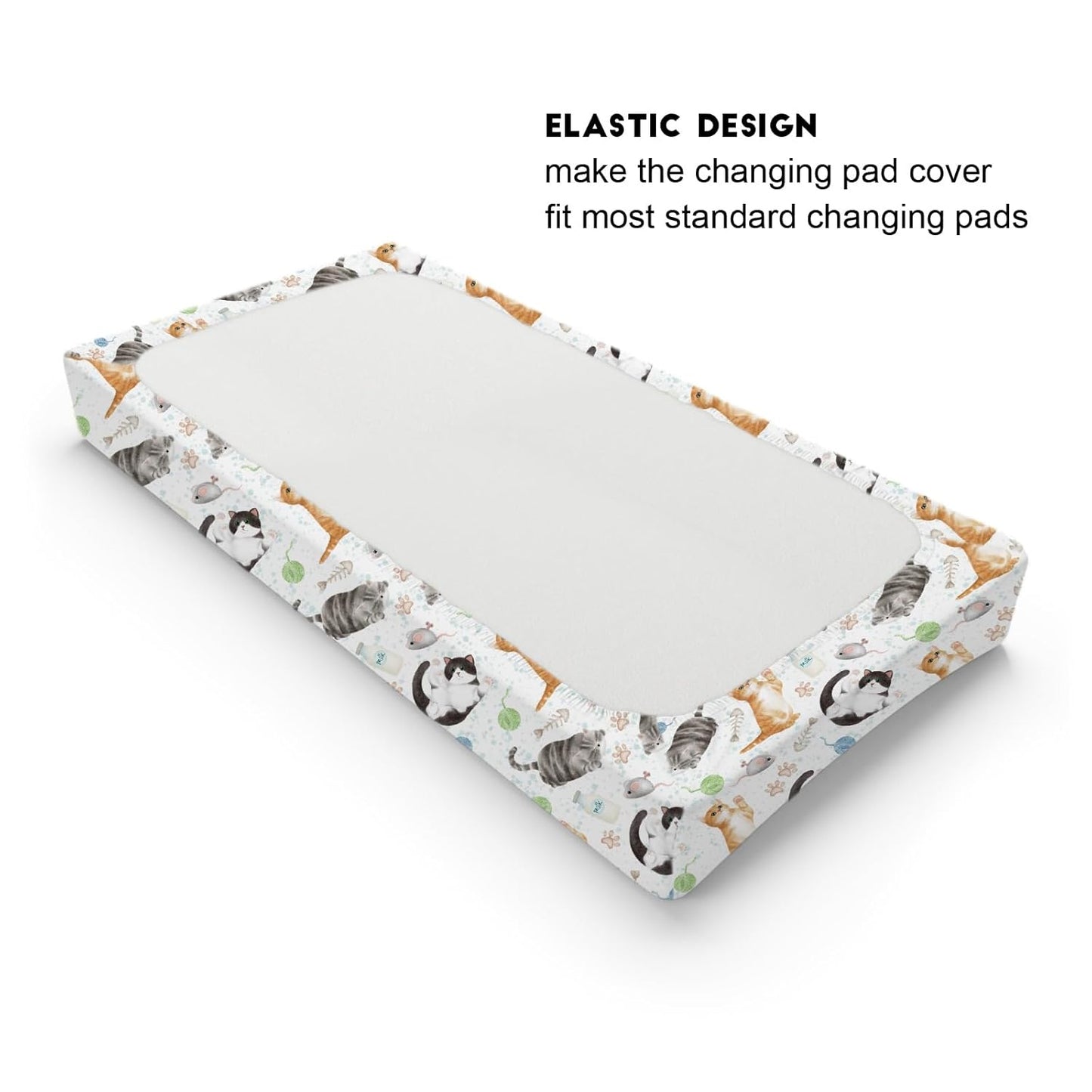 Watercolor Cats Changing Pad Covers Cute Cats Paws Milk Baby Changing Table Sheet for Boy Girl Cats Lovers Gift Soft Breathable Stretch Fitted Diaper Changing Pad Table Mats Nursery Bedding 32''x16''