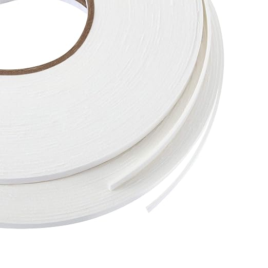 Tatuo 2 Rolls Double Sided Foam Tape 1/4 Inch by 50 Feet White PE Foam Tape