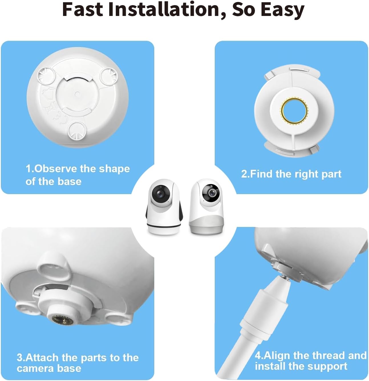 Flexible Baby Monitor Clip Clamp Mount Holder for HelloBaby HB65/HB40/HB6550/HB66/HB248/HB6339/HB6550 Pro, ANMEATE SM935E/SM650/Bonoch/ChildsFarm Baby Monitor, Long Gooseneck Arm, No Tools Needed