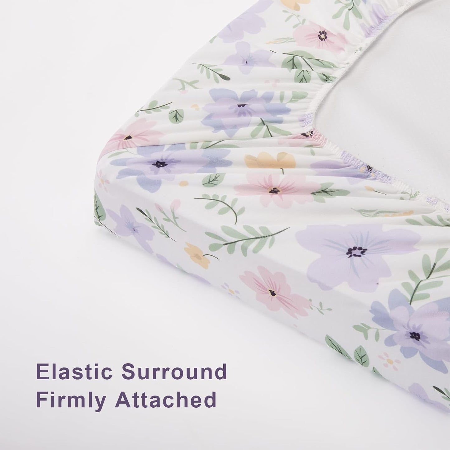 TILLYOU Changing Pad Cover Girl Set in Soft Jersey Material - Fits 32"/34''x16 Contoured Pad for Babies, Brilliant Little Flowers and Purple