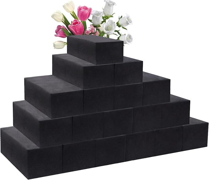 Prashent 18 Pcs Black Floral Foam Blocks