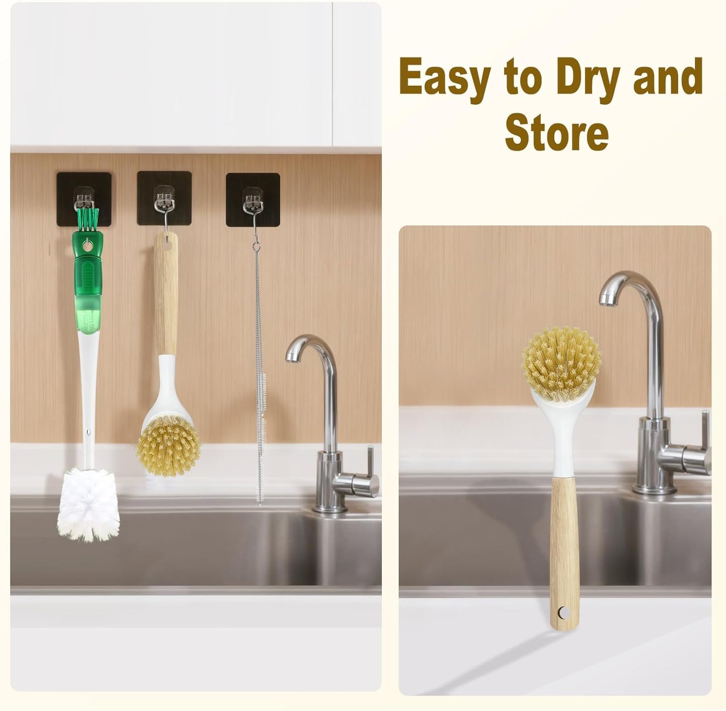 XYFuuee 5 Pack Dish Bottle Brush Set with 5-in-1 Cup Cleaning Brush, Dish Scrub Long Handle Brush with Scraper Tip, 3 Straw Cleaner Brushes for Stanley, Washing Kitchen Sink Pot Pan Water Bottle Stove