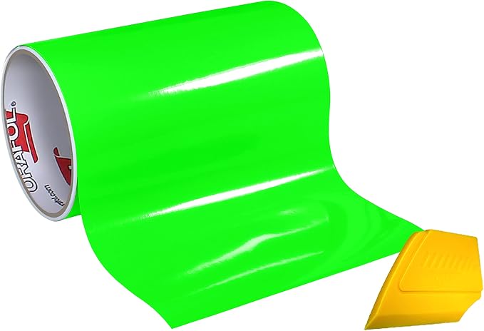 ORACAL 6510 Fluorescent Green Cast Vinyl Wrap 12" x 30" Roll Including Hard