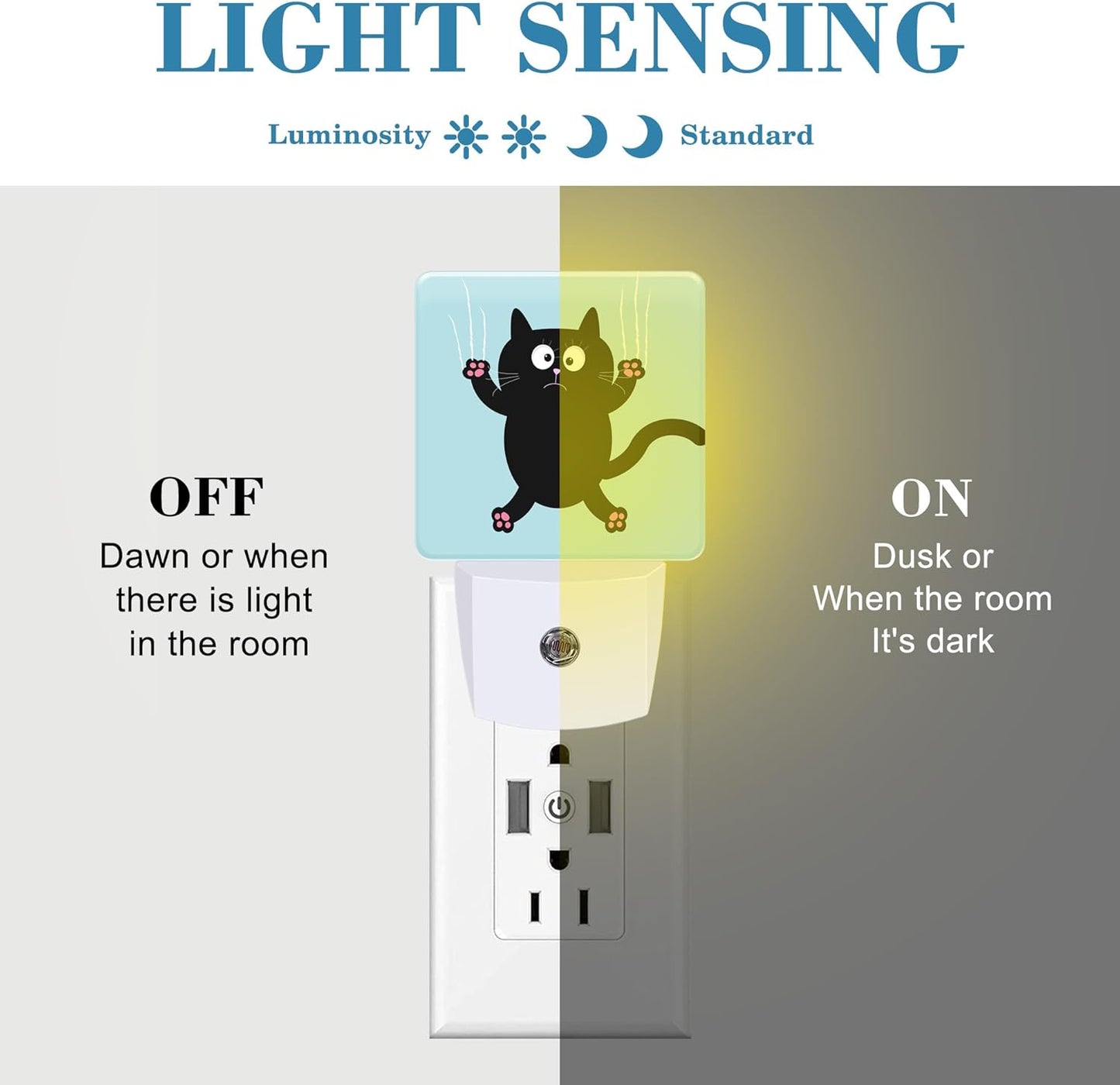 Cartoon Black Cat Claw Scratch Glass Night Light for Kids, LED Night Light Plug into Wall with Dusk to Dawn Sensor for Girls Boys Women Room Decor,Hallway,Kitchen,Bathroom,Nursery,Stairs