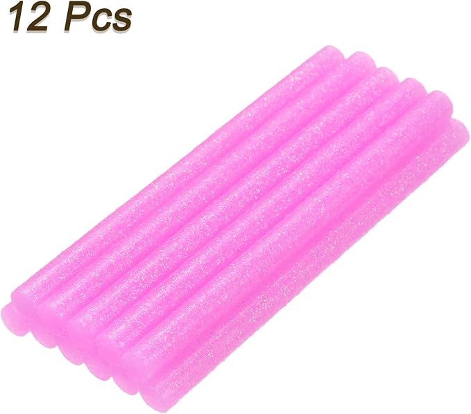 uxcell Mini Hot Glue Sticks for Glue Gun 7mm x 100mm Glitter Light Pink 12pcs