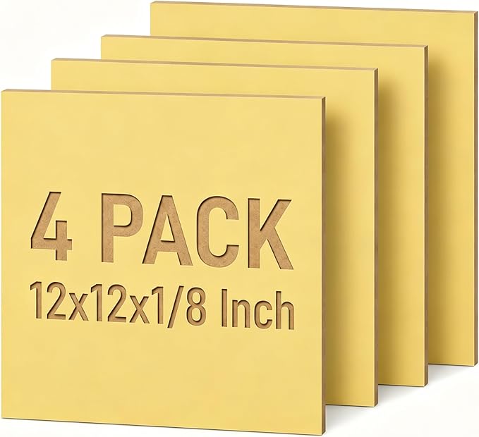 4 Pack Gold Basswood Sheets for Crafts, DIY Ornaments & Architectural Models