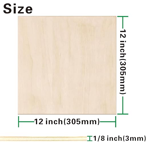 12 Pack Birch Plywood Sheets 1/8", 3mm Birch