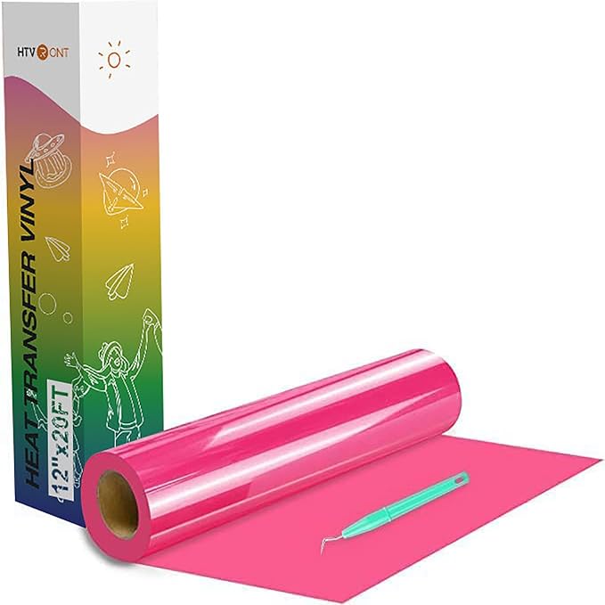 HTVRONT Heat Transfer Vinyl Neon Pink HTV Rolls, Heat Transfer Vinyl