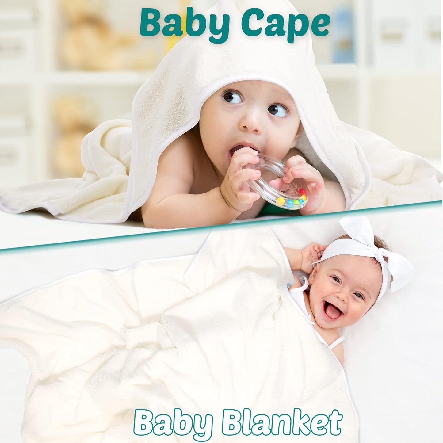 Chumia 6 Pack Baby Bath Towel Coral Fleece Soft Absorbent Newborn Hooded Towel for Kid 30 x 30 Inch Toddler Bath Blanket for Babies Infant Shower Gift(White)