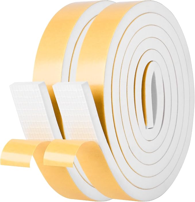 Kikerike Self Adhesive Foam Tape Weatherstrip 1in x 3/8in x 33Ft High Density