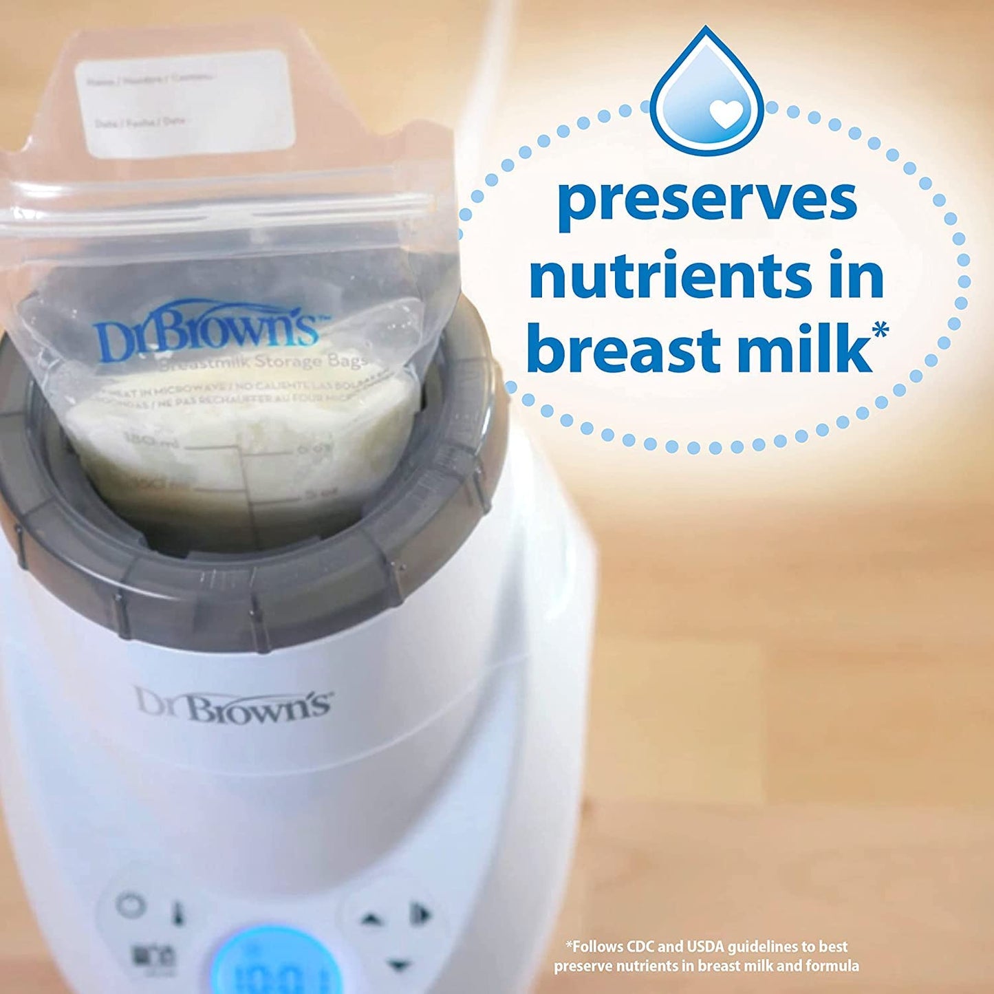 Dr. Brown's Milk Spa Breast Milk & Bottle Warmer with Anti-Colic Options+ Narrow Baby Bottles 8 oz/250 mL, with Level 1 Slow Flow Nipple, 4 Pack, Blue Nature, 0m+