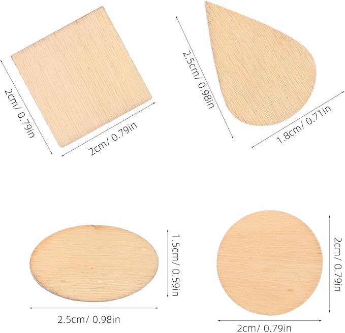 TIDTALEO Unfinished Wood Shapes DIY Craft Kit 38g Set Natural Wooden Water Drop