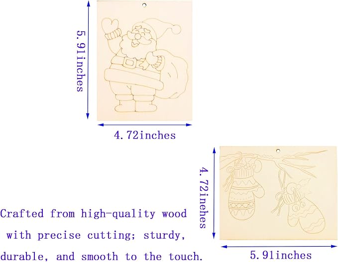Piatoeke 16PCS 5.9×4.7in Unfinished Wooden Christmas Cutouts Board