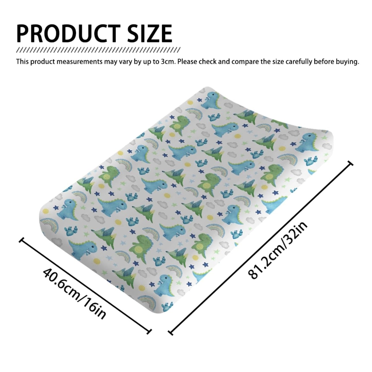 Dinosaur Rainbow Diaper Changing Pad Cover Sheets for Boy Girl 32''x16'' Cartoon Dino Sun Star Cactus Mountain Unisex Fitted Changing Table Covers Comfort Soft Breathable Baby Changing Table Mats
