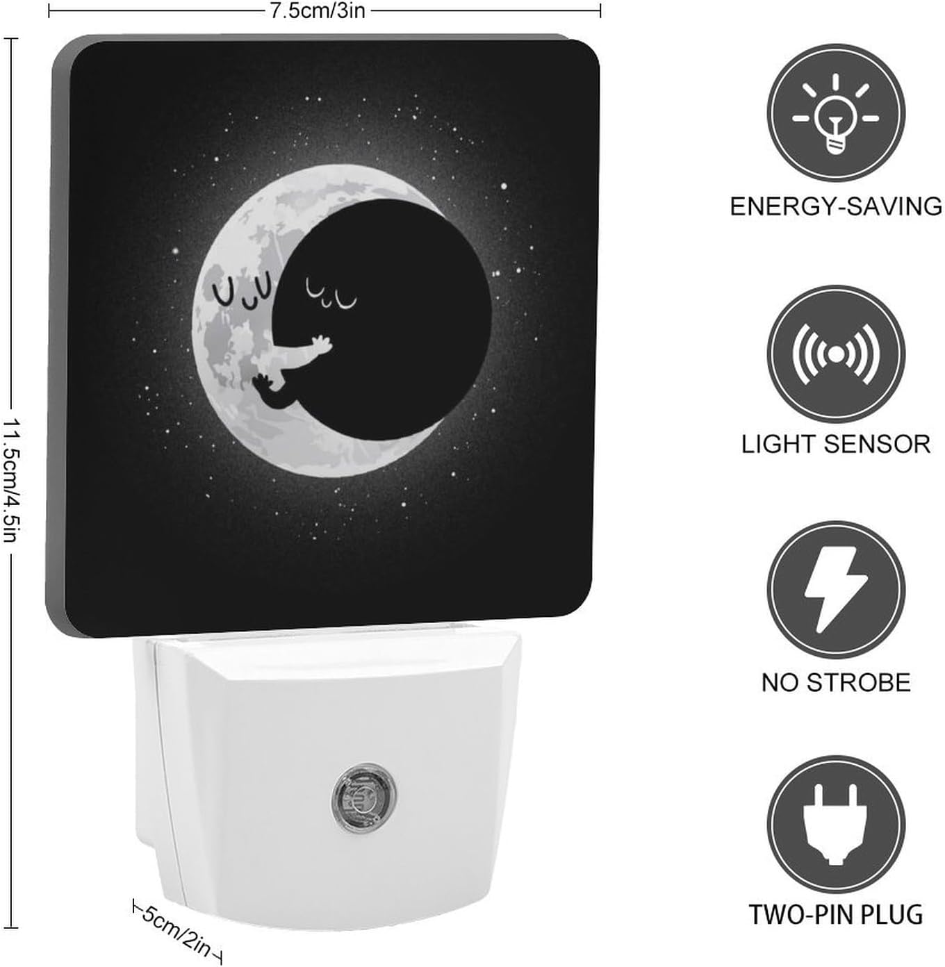Cute Lunar Eclipse Night Light, Plug into Wall Decor Nightlights for Bedroom, Bathroom, Hallway, Kitchen, with Dusk to Dawn Light Auto Sensors LED Night Lights for Boys Girls Women Men Room Gifts