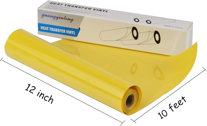 guangyintong Heat Transfer Vinyl Yellow HTV Rolls, Matte Surface Yellow Vinyl