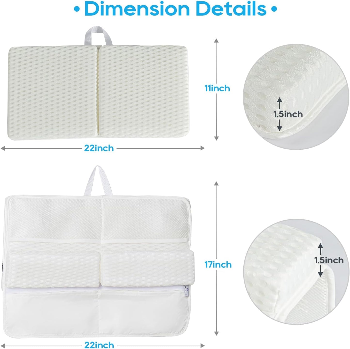 OS OMYSTYLE Baby Bath Kneeler and Elbow Rest Pad Set, 1.5'' Thick Quickly Dry Bathtub Kneeler Pad with Baby Toys & Bath Accessories Organizer, Kneeling and Elbow for Tub, Non-Slip Mat(White)