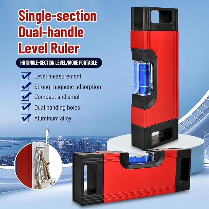 Pocket Spirit Level Ruler – Magnetic Base & Durable Aluminum Construction –