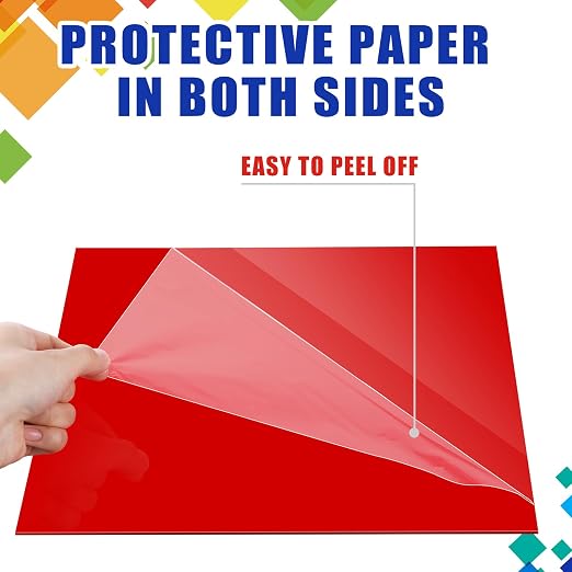 Outus 6 Pieces Colored Acrylic Sheet White 12 x 12 Inch Colorful Clear Sheet