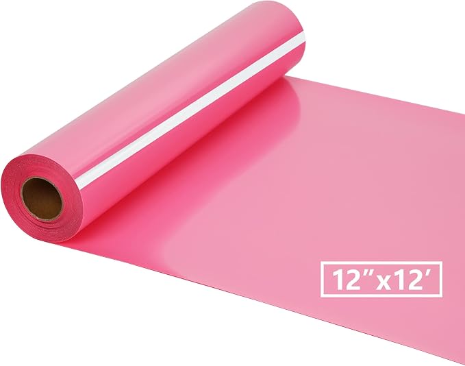 HTVVETUR Pink HTV Iron on Vinyl Roll, 12ft x 12Inch, Heat Transfer Vinyl