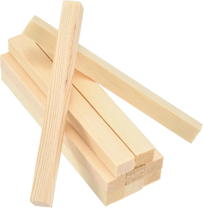 MECCANIXITY 10Pcs Wood Strips Slats, 11/32" x 3/8" x 4" Thin Wood Sticks Flat