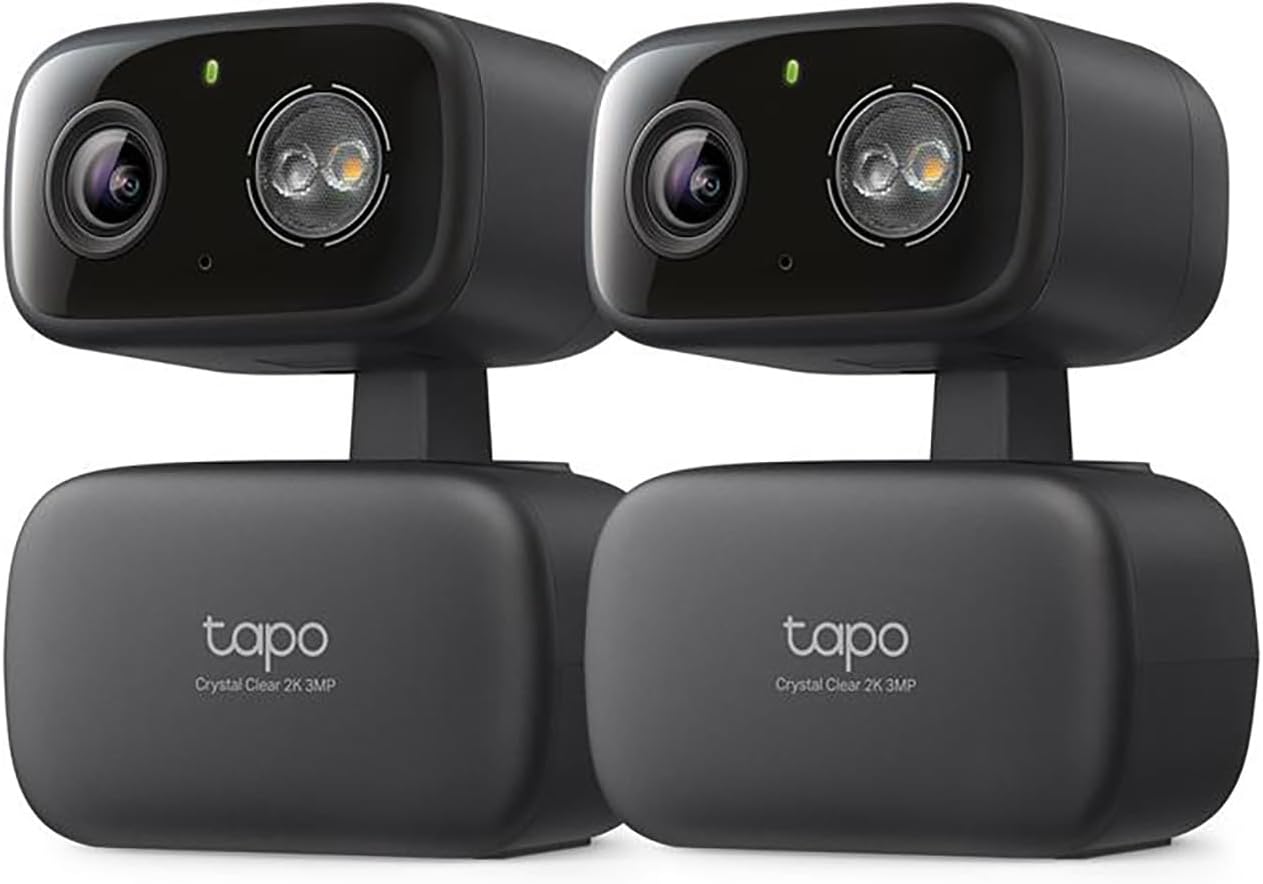 Tapo 2K 3MP Pan/Tilt Indoor/Outdoor Security Camera, Free Person/Baby Cry Detect & Track, 360° View, Color Night Vision, SD/Cloud Storage, Works w/Alexa & Google Home, HybridCam 360, Black (2-Pack)