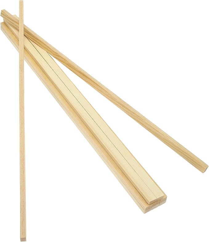 MECCANIXITY 10Pcs Wood Strips Slats, 3/16" x 3/8" x 16" Thin Wood Sticks Flat