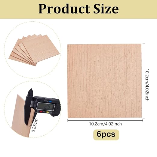 OLYCRAFT 6Pcs 4x4 Inch Balsa Wood Sheets 2.5mm Thickness Unfinished Beech Wood