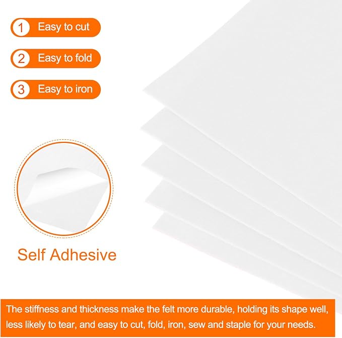 MECCANIXITY Adhesive Felt Sheets, Felt Fabric Crafts Back Adhesive Felt Sheets