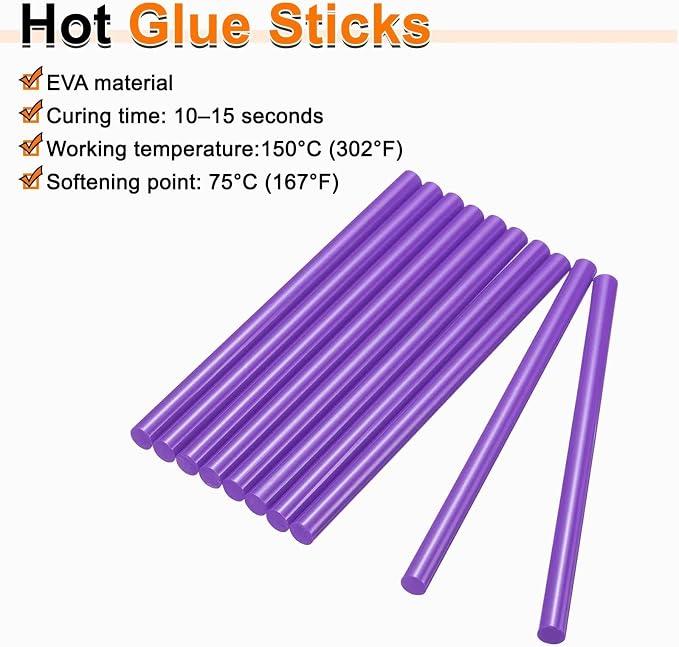 HARFINGTON 10pcs Hot Glue Sticks 0.43" Dia x 5.91" Long EVA Mini Hot Melt