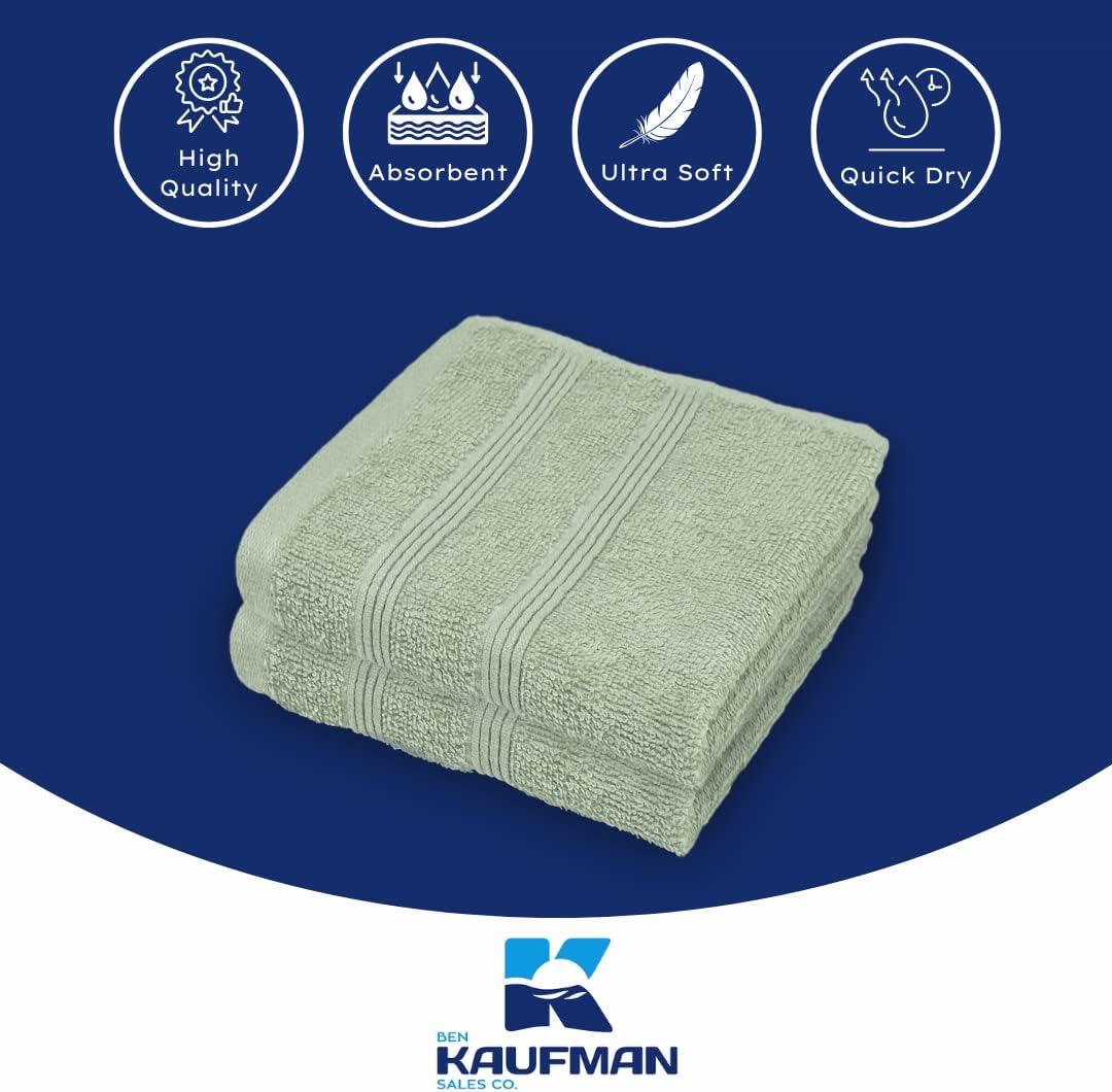 Kaufman - Premium Washcloth Set of 72 (13x13 Inches) 100% Cotton Ring Spun, Highly Absorbent, Durable and Ultra Soft Feel Wash Cloths Essential for Bathroom, Spa, Gym, and Face Towel (72PK)
