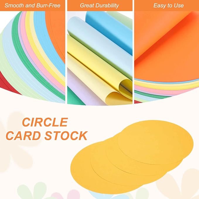 MECCANIXITY 24 Pcs Circle Card Stock, 9.8 Inch Round Cutouts Paper Thick