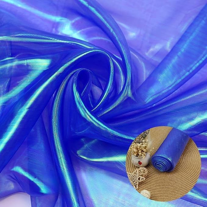 Royal Blue Iridescent Organza Fabric
