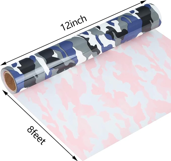 guangyintong Camouflage Blue Heat Transfer Vinyl HTV Rolls, Stretchy HTV Vinyl