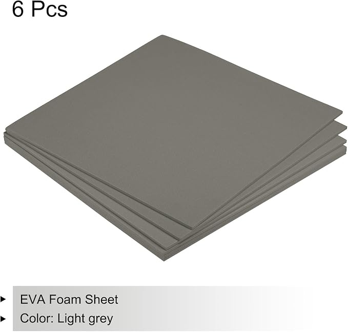MECCANIXITY EVA Foam Sheets Light Grey 9.8 Inch x 9.8 Inch 3mm Thick Crafts