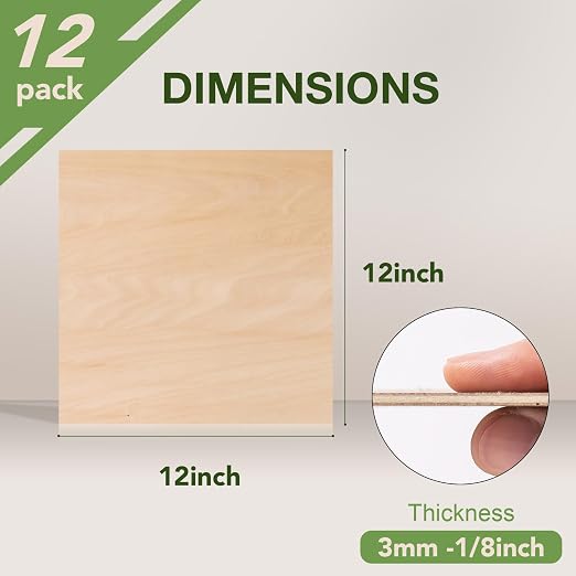 Rowood 12 Pack Basswood Sheets, 3mm Basswood