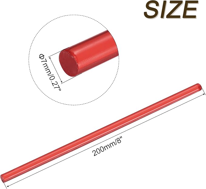 uxcell Mini Hot Glue Sticks for Glue Gun 7mm x 200mm Transparent Dark Red 12pcs