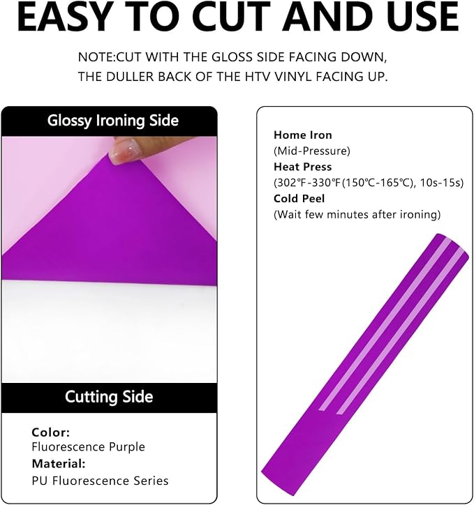 FUNKAKA Neon Purple Heat Transfer Vinyl HTV Rolls