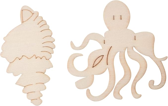 80PCS Unfinished Wood Ocean Animal Cutouts