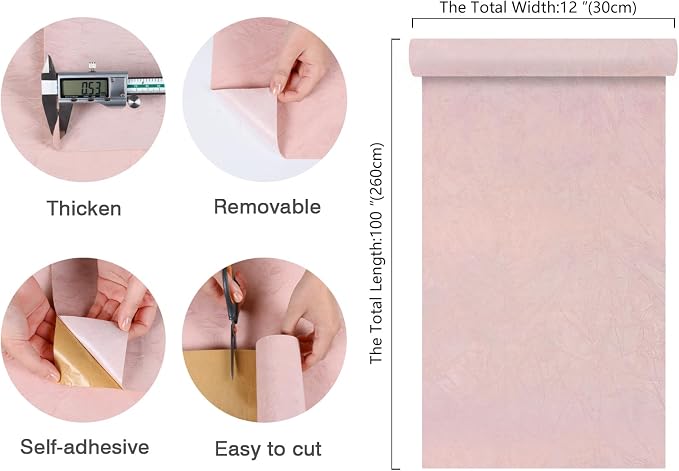 CHIHUT 12''x100'' Light Pink Felt Fabric Velvet Flocking Liner