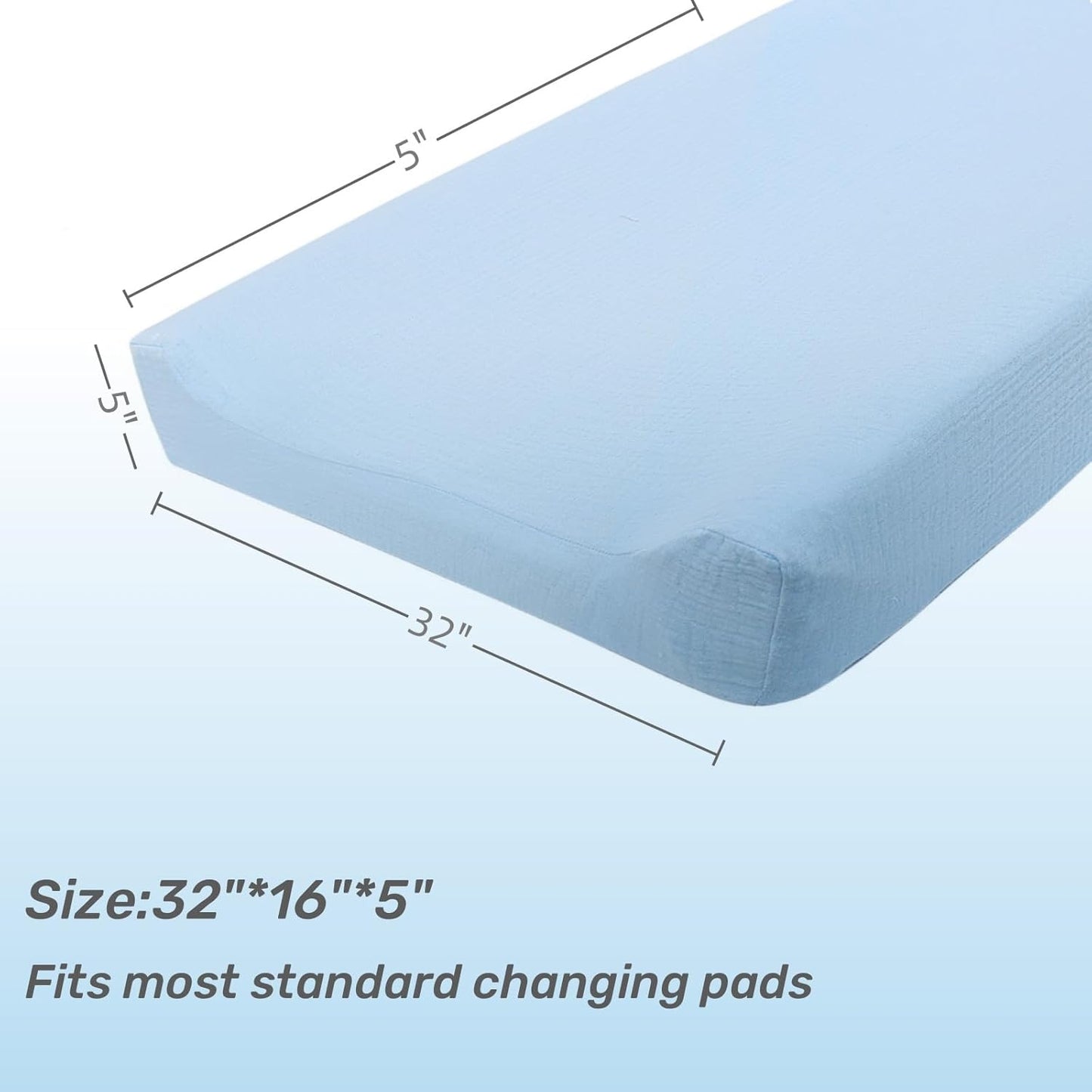 Owlowla Muslin Changing Pad Cover 2PACK,Soft Muslin Cotton Diaper Changing Pad Covers Changing Table Cover for Baby Boy Girl(Baby Blue&Olive)