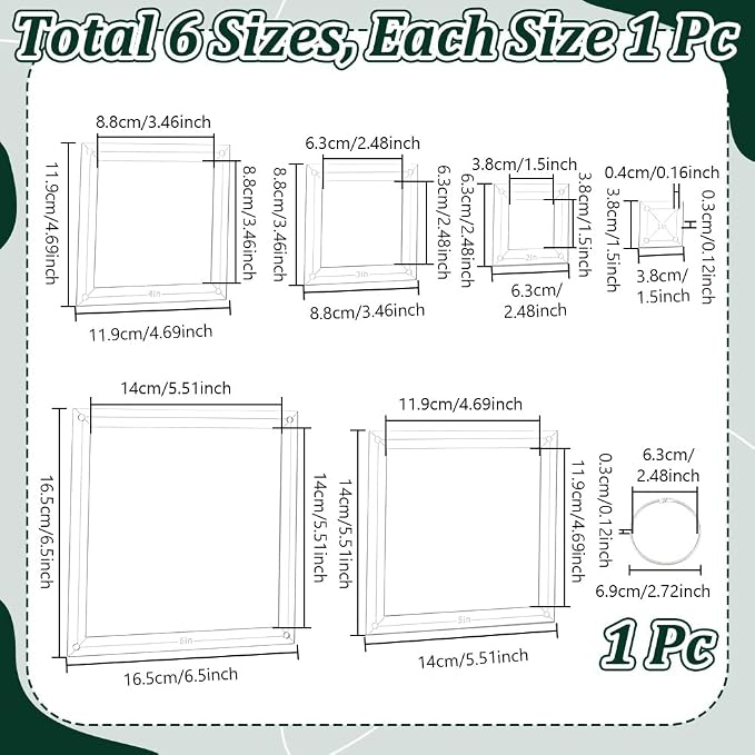 NBEADS 6Pcs Acrylic Quilting Templates Set, Square Cutting Ruler Template