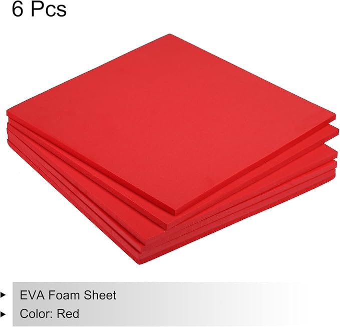 MECCANIXITY EVA Foam Sheets Red 9.8 Inch x 9.8 Inch 7mm Thick Crafts Foam Sheets