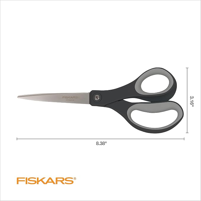 Fiskars 8" Everyday Titanium SoftGrip All Purpose Scissors, Arts & Crafts