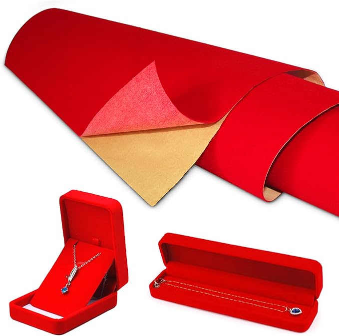 Red Self Adhesive Velvet Fabric Sticky Felt Sheets