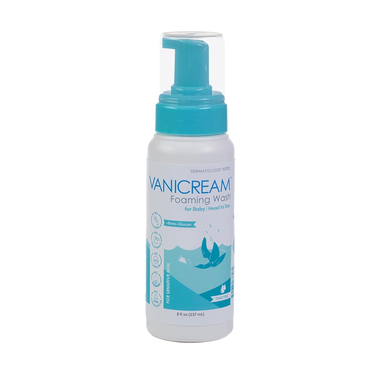 Vanicream Foaming Wash for Baby, 8 Oz, Gentle Cleanse and Moisture, Tear-Free Baby Shampoo and Body Wash with Beta-Glucan, Formulated without Common Irritants for Sensitive Skin, All Ages