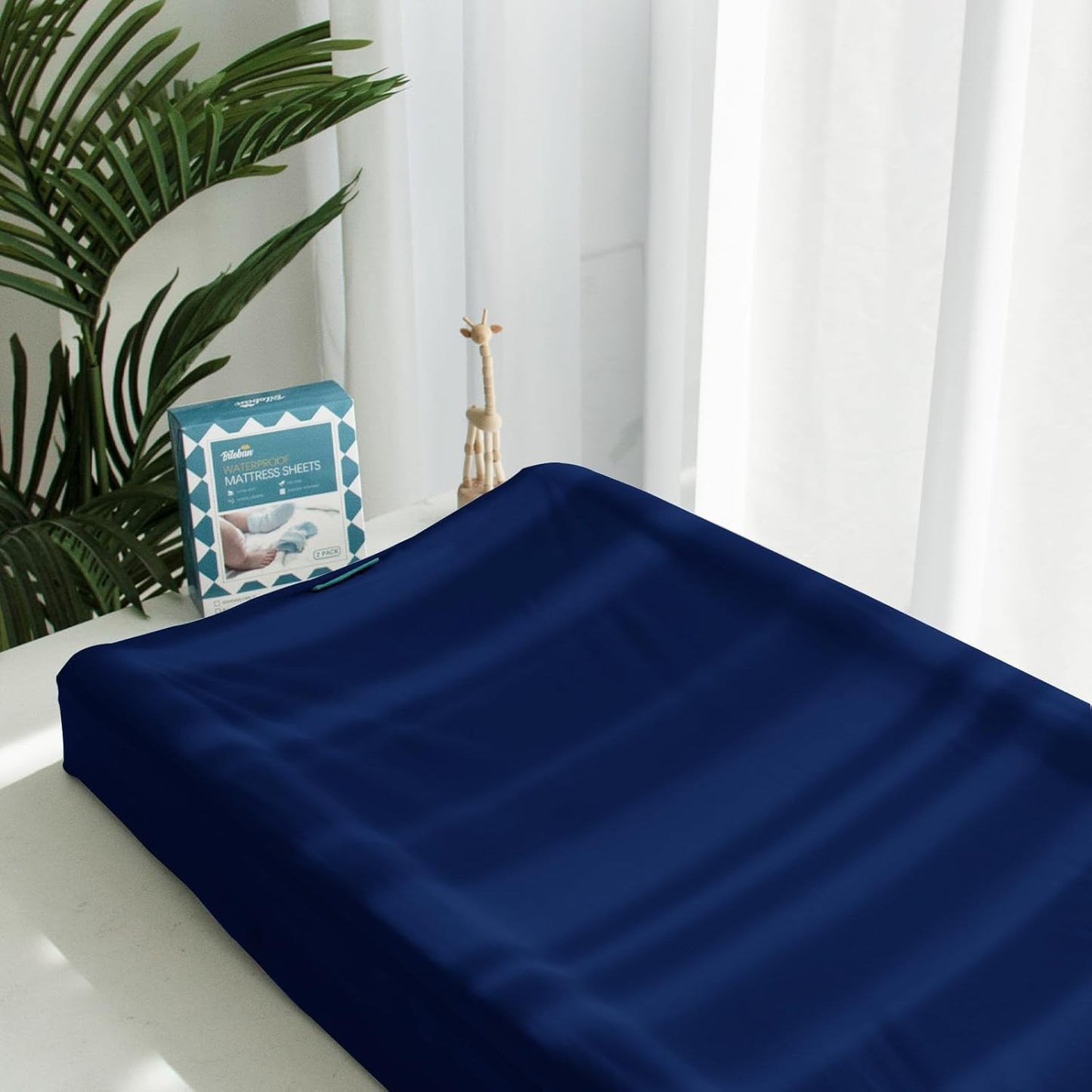 Changing Pad Cover Waterproof, 2 Pack Diaper Change Table Sheets for Baby Boys Girls, Fitted Cradle Sheets for 32"x16" Contoured Pad, Breathable & Ultra Soft, Navy