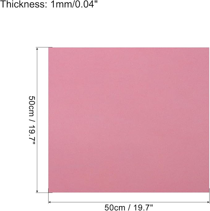 MECCANIXITY EVA Foam Sheets Light Pink 19.7 Inch x 19.7 Inch 1mm Thick Crafts