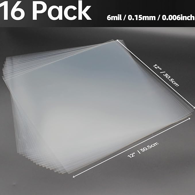 16PCS 6 Mil Blank Mylar Stencil Sheets, 12 X 12 Inch Clear Plastic Sheets