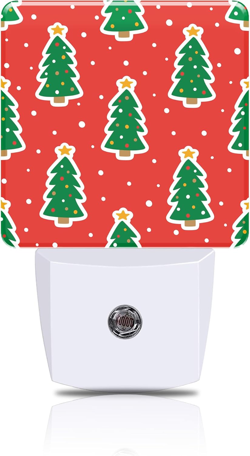 Christmas Trees Night Light, Plug-in Nightlight with Dusk to Dawn Auto Sensor for Home Bedroom Bathroom Hallway Kitchen 0.5W Sleep Friendly Led Lamp for Women Men